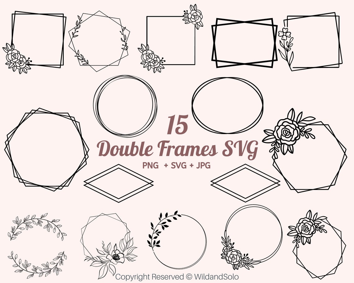 Double Frame Web Design Double Frame SVG Circle Frame Doodle Cricut Square Frame - Etsy