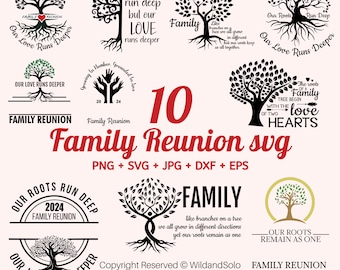 Family reunion 2024 svg bundle, Family tree with quotation svg, Our Love Runs Deeper, Our Roots Run Deep, Tree with roots SVG, tree of life