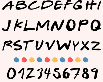 Friends Font svg bundle, Number, Dots, Cricut Files, Friends font SVG, Friends digital fonts, Friendship Font Svg, Alphabet Letter