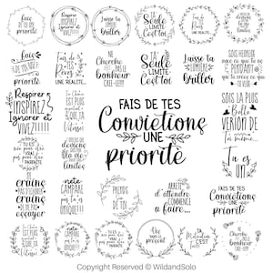 Lot motivant de SVG, conception française, dicton français, citations Svg, conception de T-shirt, fichier traceur, fichier numérique, téléchargement immédiat