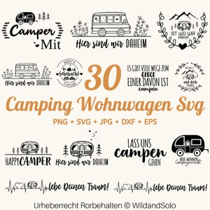 30 Plotterdatei Camping Wohnwagen SVG Bundle, Plotterdatei Wohnmobil, Camping Sprüche, Digistamp Camping, Digstamp Wohnwagen, Urlaub Svg
