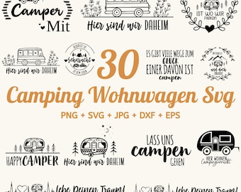 30 Plotterdatei Camping Wohnwagen SVG Bundle, Plotterdatei Wohnmobil, Camping Sprüche, Digistamp Camping, Digstamp Wohnwagen, Urlaub Svg