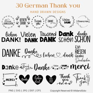 30 deutsche Dankeschön-Svg-Datei, Plotterdatei, deutsche Sprüche-Svg-Datei, dankeschönes Bundle, deutsche Zitate, digitaler Download, Cricut Silhouette-Datei