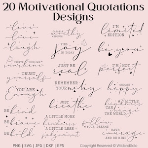 20 Boho inspirierende SVG-Design, SVG-Bundle, positive Affirmationen svg, Freundlichkeit Zitat, motivierende SVG, inspirierende Zitat Cut Files