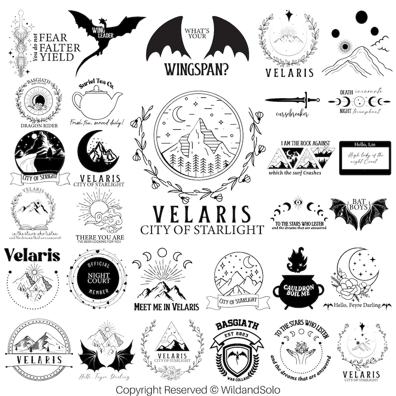 30 Velaris City of Starlight ACOTAR Svg bundle, Court of Thorns and Roses Svg, To The Stars City of Starlight, Fourth Wing Design image 2
