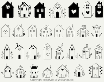 30 Little House Svg Bundle, Roof House Svg, House Outline svg, Floral house SVG, Tiny house Svg, Scandinavian house SVG, cut file for cricut