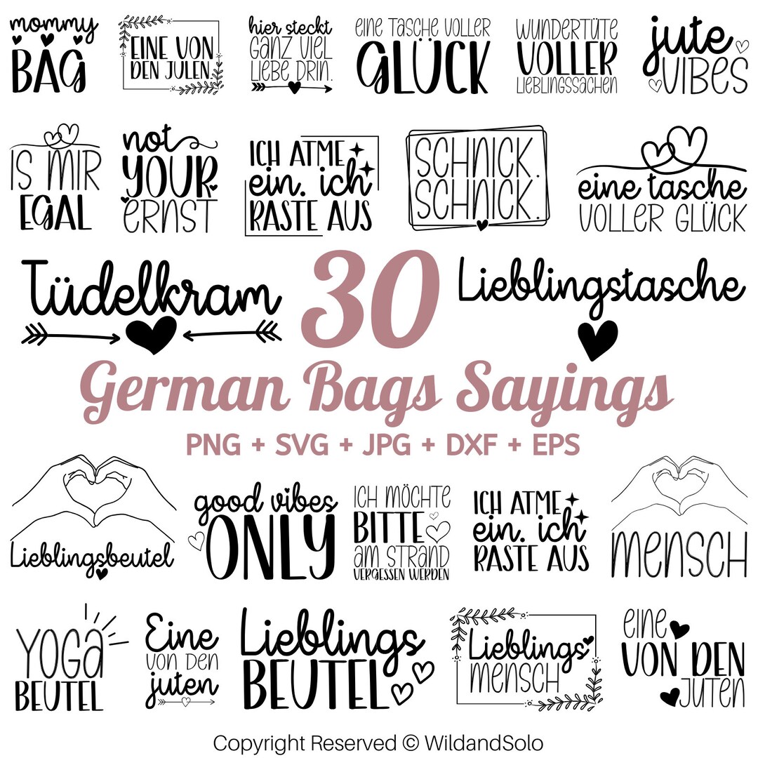 Deutsche Taschen Sprüche SVG Bundle, Cricut Silhouette Studio