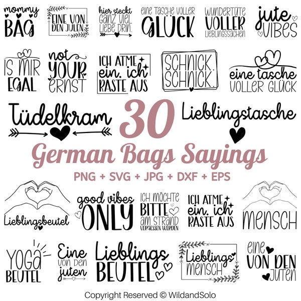 German Bag Sayings SVG Bundle, Cricut Silhouette Studio, jute bag plotting svg, Bag sayings bundle svg, One of the Jutes, pocket sayings svg