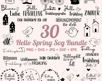 Frühling SVG Bundle, Ciao Frühling SVG, Der Frühling ist hier SVG, Blumen SVG, Frühlingsvögel, Frühlings SVG Zitate, Willkommen Frühling