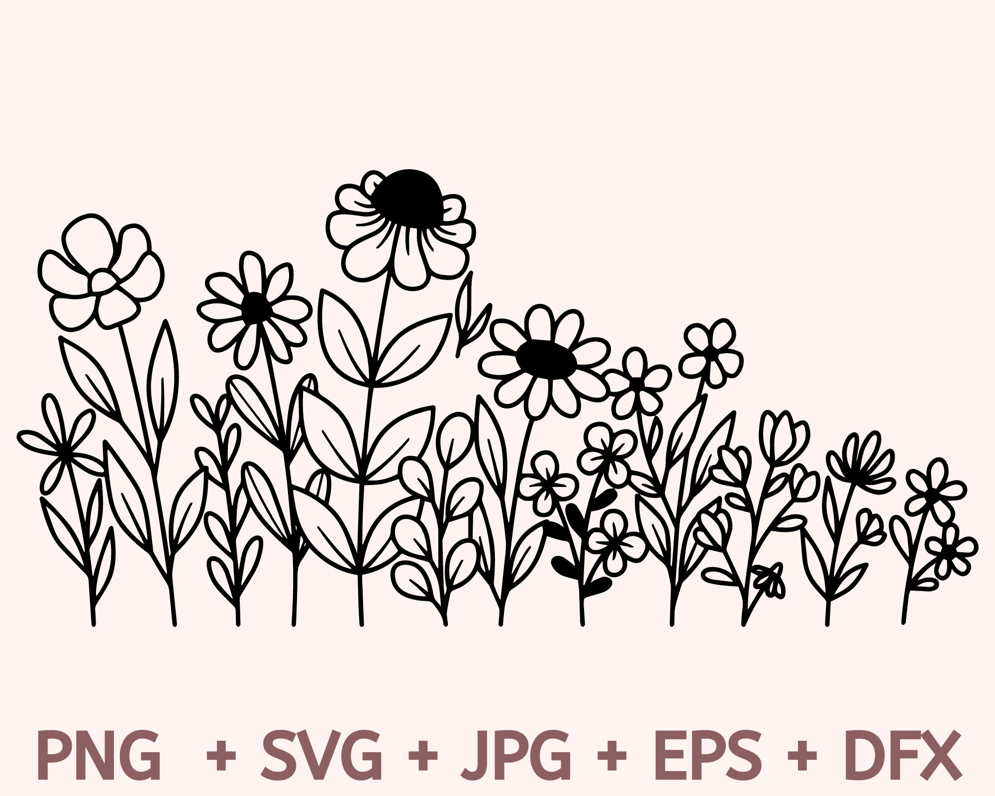 Wildflowers Svg Split Monogram Svg Bouquet SVG Floral Svg - Etsy