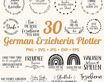 30 Erzieher deutsche Sprüche SVG Bundld, Erzieher Schriftzüge, Kindergarten Lebewohl svg, Erzieher SVG, Erzieherin Bundle, gewerblich