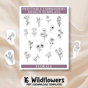 PDF Stickmuster, druckbare Blumen Stickmuster, druckbare Stickerei, DIY Stickerei Patch Designs, Instant Download