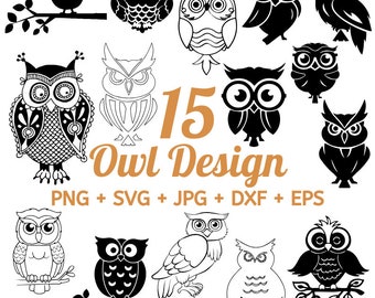 Eule SVG-Bundle, Eule Clipart, Vögel SVG-bundle, Eule geschnitten, Eule svg Design, Eule svg-Dateien für Silhouette Cricut, svg, dxf, png, eps