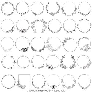 30 Kranz svg bündel, Kreis svg bündel, Blumenkranz svg, Herz Lorbeerkranz svg, Hochzeitskranz svg, Kranz Monogramm svg Kreis Rahmen