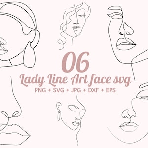 06 Line Art Woman Cake Topper svg, face silhouette, lady face one line, one line woman, line art cake topper, lady face lineart By Solo Wild