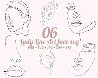 06 Line Art Woman Cake Topper svg, face silhouette, lady face one line, one line woman, line art cake topper, lady face lineart By Solo Wild