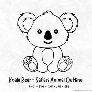 Koala bear svg, Safari animals outline SVG, Split Safari animals outline, School Classroom label Kids, Baby Teacher, Woodland animals svg