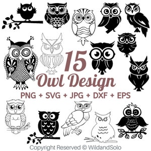 Eule SVG-Bundle, Eule Clipart, Eule geschnitten Datei, Vögel SVG-bundle, Eule svg Design, Eule svg-Dateien für Silhouette Cricut, svg, dxf, png, eps
