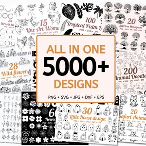 5000+ SVG-Design-Bundle, T-Shirt-Designs SVG, Blumen Svg, Cricut, Silhouette, Silhouette Schnittdateien, Mega Bundle,