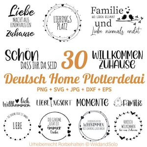 30 Home Schriftzug Sprüche svg, Haus Herz Liebe Botanical svg, Kranz Familie Willkommen, Blatt Banner Herz svg, Heart Love Botanischer Plotter