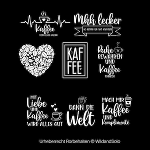Paquete de 30 archivos SVG de trazador de café alemán, SVG de trazador alemán, paquete SVG de café, SVG de taza de café, refranes alemanes sobre café, citas para amantes del café
