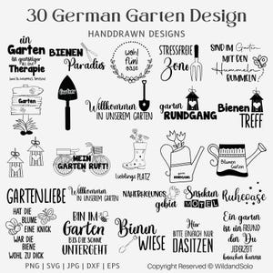 Paquete SVG de jardín alemán, decoración de jardín, Garten Plotterdatei Png, diseño Garten Deko, refranes Svg, silueta, descarga instantánea