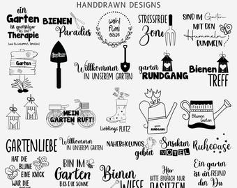 ドイツの庭 Svg バンドル、庭の装飾、庭のプロッターダテイ PNG、庭のデコ デザイン、ことわざ Svg、シルエット、インスタント ダウンロード