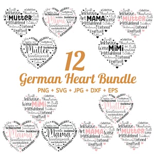 Archivo de trazador Mamá Día de la Madre, Deutscher Herz Plotter, Muttertags-Svg-Bundle, Mutter Geschenk, Feliz Día de la Madre