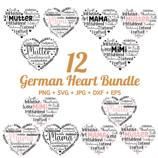 Plotter file Mom Mother's Day, Deutscher Herz Plotter, Muttertags-Svg-Bundle, Mutter Geschenk, Happy Mother's Day