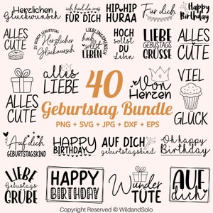 40 Geburtstag Plotterdatei svg Bundle, Birthday Plotter File, Geburtstagskind svg, Geburtstag Sprüche svg, Geburtstag Schriftzug svg