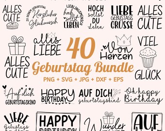 40 Geburtstag Plotterdatei svg Bundle, Geburtstags-Plotterdatei, Geburtstagskind svg, Geburtstag Sprüche svg, Geburtstag Schriftzug svg