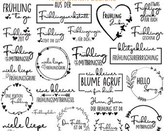 30 German Hello Spring Plotter File, Hallo Frühling svg, German Saying Svg, Blumen svg, Spring Svg Quotes, Willkommen Frühling, Cut Cricut