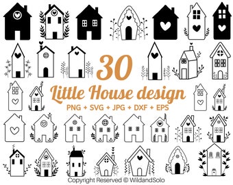 30 Little House Svg Bundle, Floral house SVG, Tiny house Svg, Scandinavian house SVG, Roof House Svg, House Outline svg, cut file for cricut