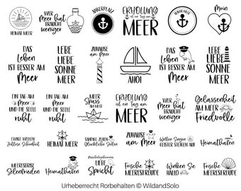 30 German Meer Plotter, Lake Quotes svg Bundle, Inspirierende Meer essprüche, Plotter file Maritim, Möwen Plotter, seafaring maritime SVG