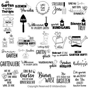 Lot de 30 dictons Svg de jardin allemand, décoration de jardin, Garten Plotterdatei Png, Garten Deko Design, Silhouette, téléchargement immédiat