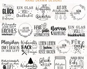 30 Baking Svg Bundle, German Plotter File Baking Christmas, Sprüche Backen Bundle, Backgeister Helles Svg, Cut File Cricut, Silhouette