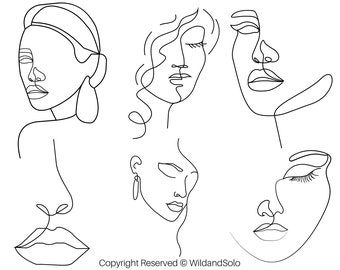 06 Line Art Woman Cake Topper svg, Damengesicht eine Linie, Gesichtssilhouette, Line Art Cake Topper, Damengesicht Von Solo Wild