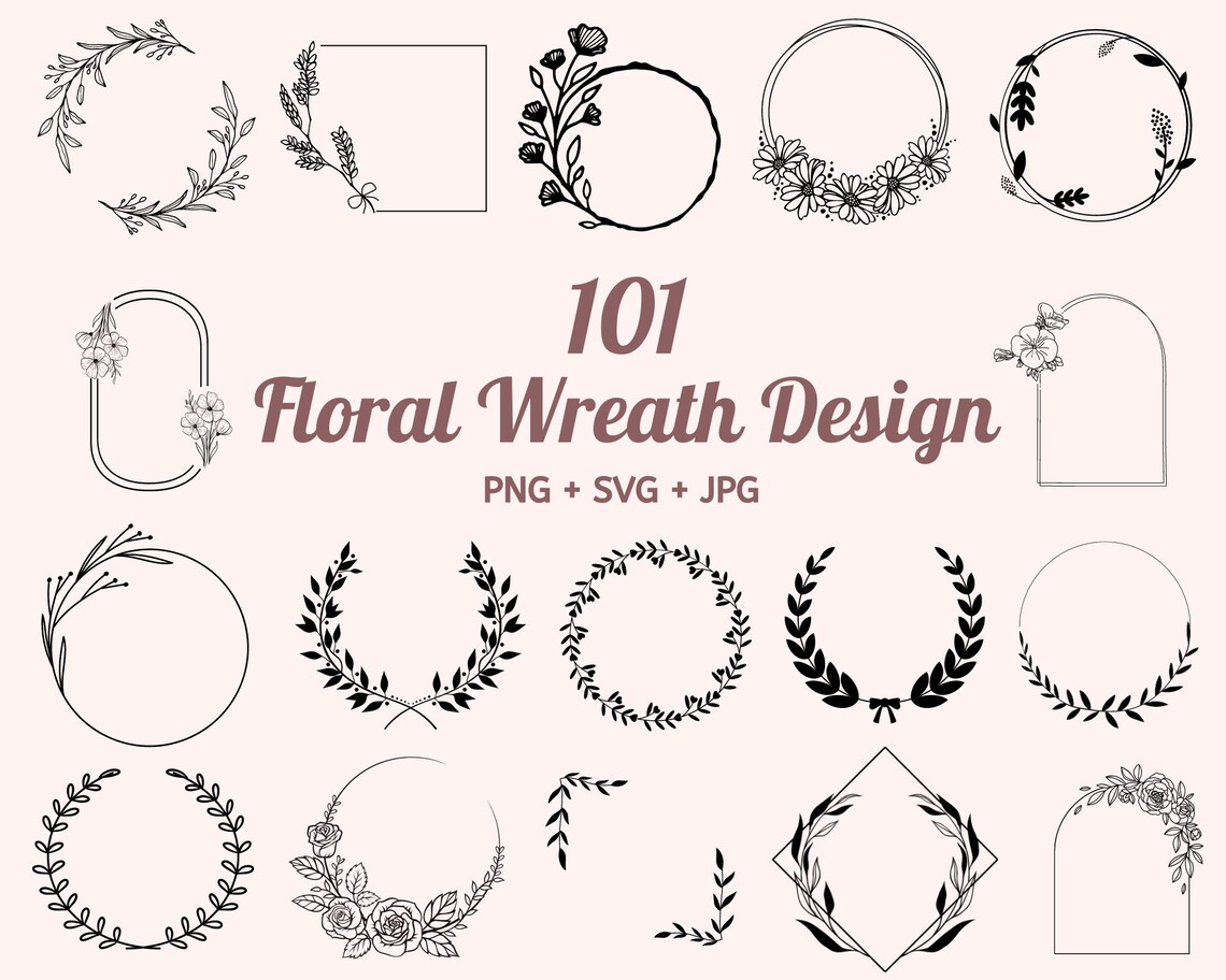 Circle Svg Bundle Floral Wreath Svg Heart Laurel Wreath Svg - Etsy