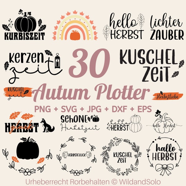 30 Herbst Plotter datei Svg, Herbst Zuhause svg, Herbst Clipart SVG, herbstzeit svg, Kürbisspice svg, Kürbis SVG, Herbst Sprüche Plotter Svg