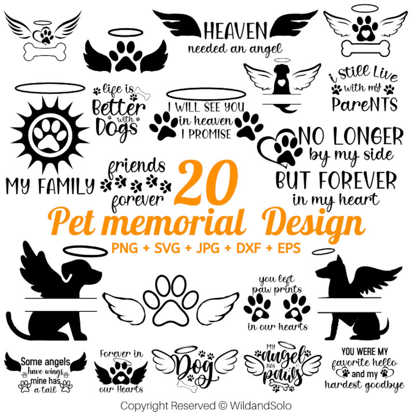 Pet Memorial Svg Bundle, Animal Lover Svg, Dog Memorial Paw Prints ...
