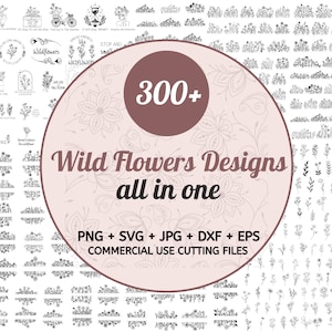 324 wilde bloemen svg megabundel, wilde bloemen rand svg, bloemen svg, bloemenwei svg, doodle bloem svg minimalistisch boeket veldplanten svg