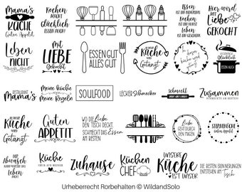 Lot de 30 fichiers Svg cuisine allemande, Svg Schneidebrett, cuisine divisée Svg, cuisine divisée Svg, cuisine citations svg, citations cuisine allemande