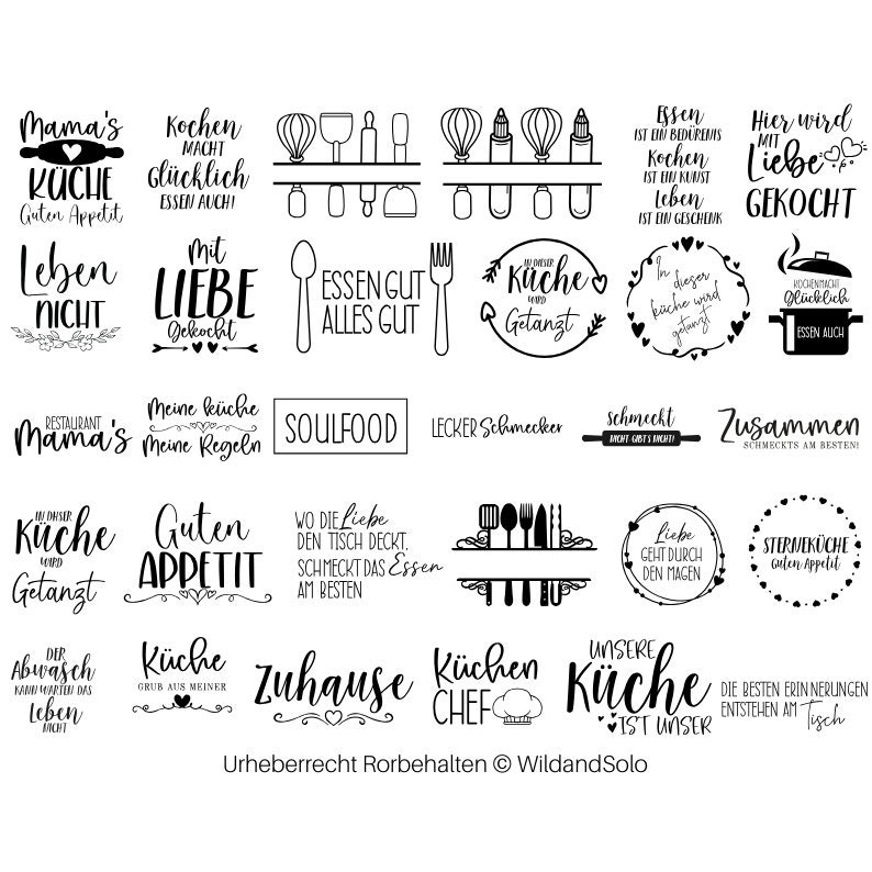 30 German Kitchen Svg Bundle, Schneidebrett Svg, Kitchen Split  Svg, Küchen Split Svg, Kitchen Quotes svg, German Kitchen Quotes
