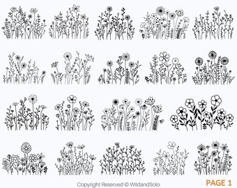 28 Wildflowers svg bundle, Wild flower svg, Bouquet Svg, Split monogram svg, flower sketch svg, Floral svg, nature svg, floral frame svg