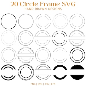 Cirkelframe Svg-bundel, dubbele cirkelframe SVG, rond frame, randontwerp svg, decoratie bruiloft cirkelframe, Cricut & silhouetbestanden