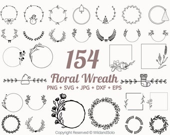 154 Kranz svg, Weihnachtsdekoration, Weihnachtskranz svg, Familien Weihnachtskranz, Kreis svg bündel, Blumenkranz svg, handgezeichneter Kranz