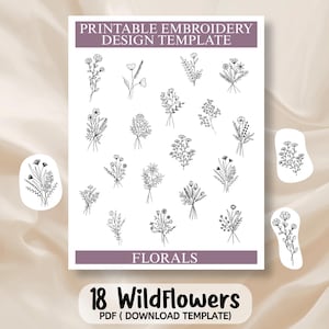 Stickmuster Blumenmuster, Blumenstrauß, druckbare Stickerei Design Vorlage, Stickerei Patch zum ausdrucken, Instant Download