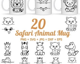 Safari animals mug SVG Bundle, Student name tag, School Classroom label Kids, Safari animal name frame SVG, Baby Teacher, Jungle Zoo