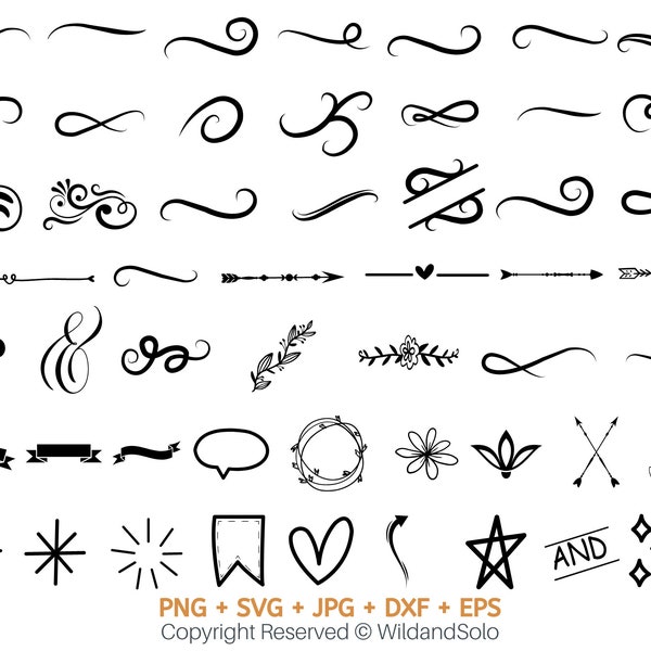 Swirl Svg Bundle, Swoosh Svg, Flourish svg, Decorative Ornament Svg, Doodle Elements Svg Bundle, Swashes Svg, Flourishes Svg By Solo Wild