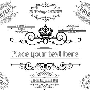 20 divisores svg, banner svg, floreios svg, filigrana svg, redemoinho svg, placa de floreio Swoosh, borda decorativa, download instantâneo